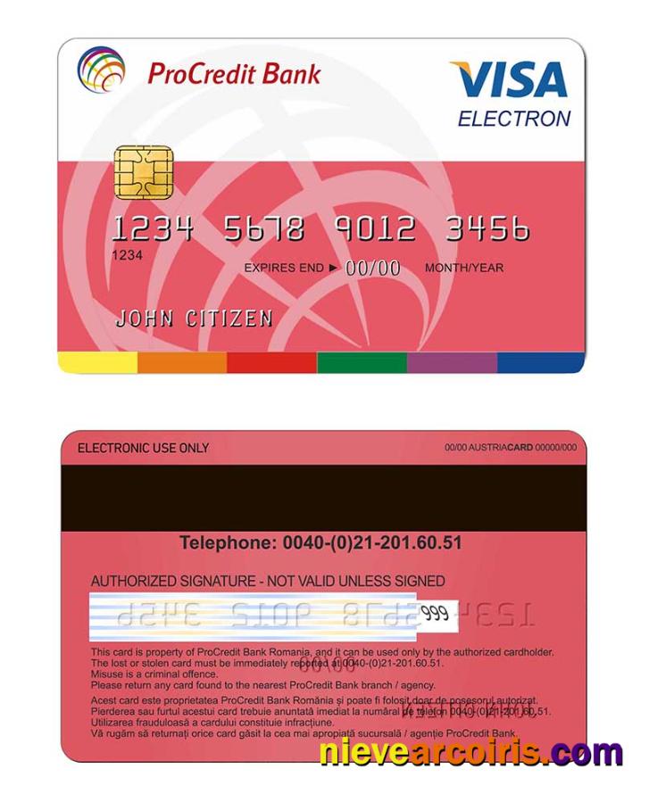 Romania Procredit bank visa electron card